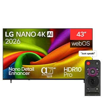 LG TV NanoCell 43 Pouces 4K UHD Smart TV webOS HDR10 Pro VRR AI Gen9 – 43NU850B6L