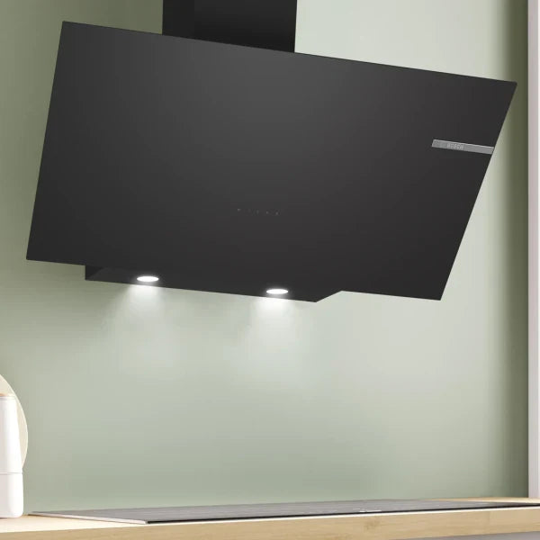 Hotte Bosch Décorative – Hotte murale 90 cm en verre noir, 700 m³/h, TouchControl – DWK96PJ60T