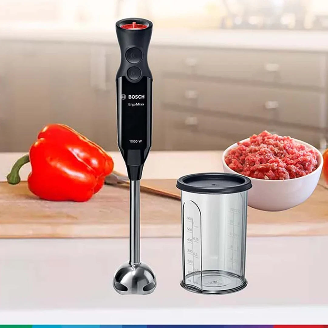 Bosch ErgoMixx Mixeur plongeant – 1000 W, 12 vitesses, QuattroBlade – MS6CB6110