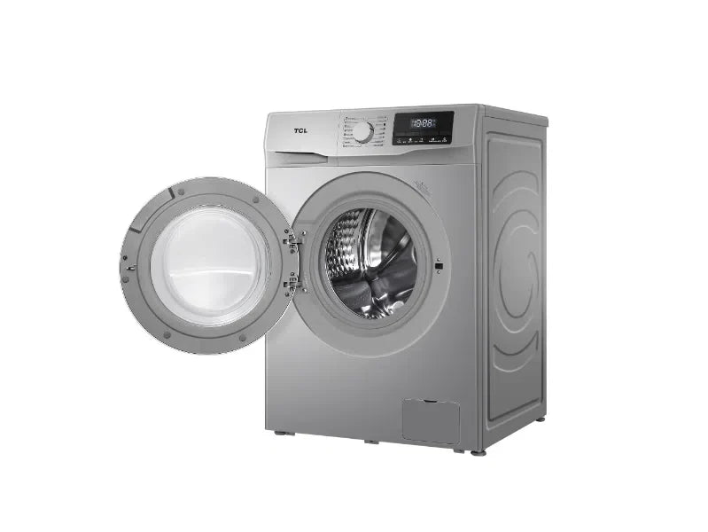 TCL Lave-linge à chargement frontal – 8 kg, Inverter, Écran digital, Gris – P608FLG
