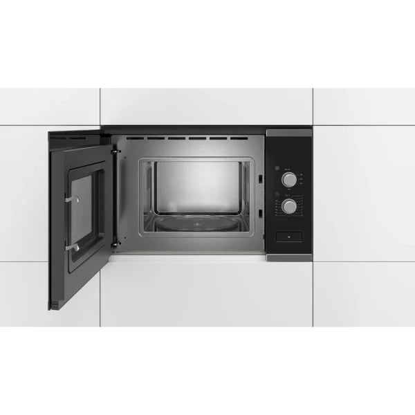 Bosch Micro‑ondes Encastrable 20 L – 5 Niveaux, Plateau 25 cm, Cavité Inox – BFL520MS0