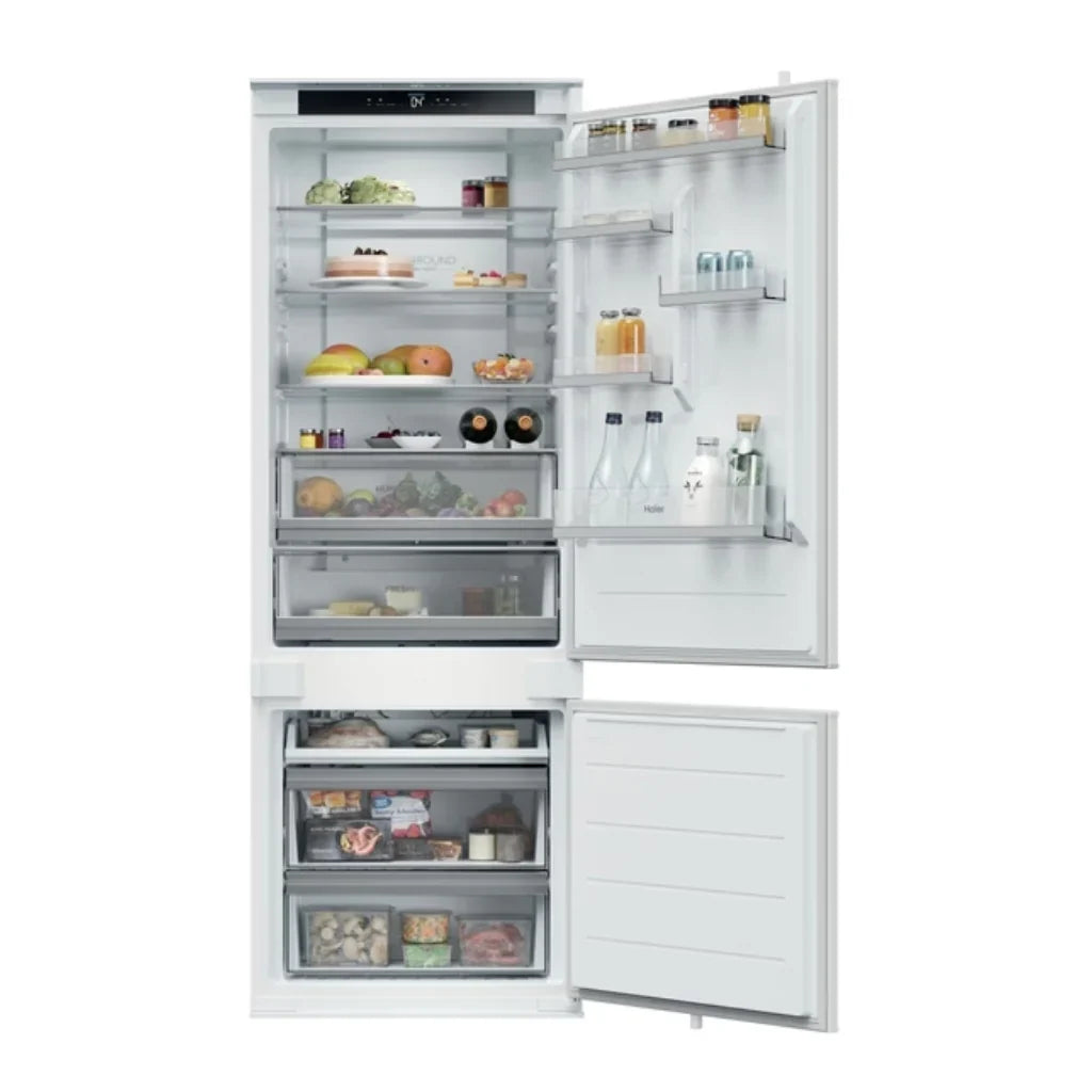 Haier Réfrigérateur combiné encastrable 70 cm – 382 L, Total No Frost, Air Surround, Wi-Fi hOn – HBQW5719E