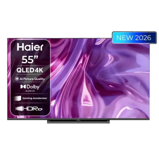 Haier TV QLED 55" – 4K (3840×2160), Google TV, Dolby Vision/Atmos, MEMC, 4× HDMI 2.1 (VRR/ALLM/eARC) – H55S80GUX