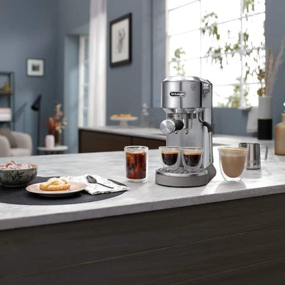 DeLonghi Machine à expresso Dedica Duo, 15 bars, Cold Brew, buse My LatteArt, métal - EC890.M