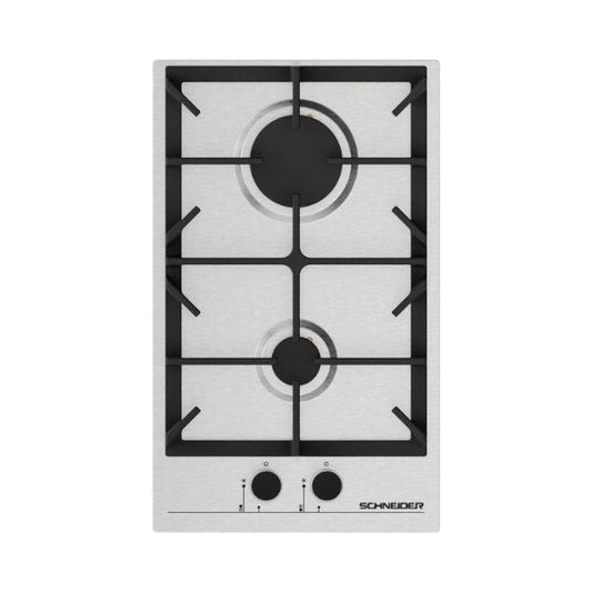 SCHNEIDER Plaque de Cuisson Gaz 30 cm – Inox avec Grilles en Fonte – HB302MS