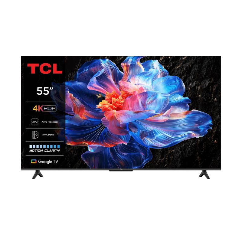 TCL TV  55” – 4K UHD (3840×2160), Google TV, HDR10+, Dolby Atmos, Wi‑Fi, Bluetooth 5.0, 4×HDMI, 2×USB – TCL 55L