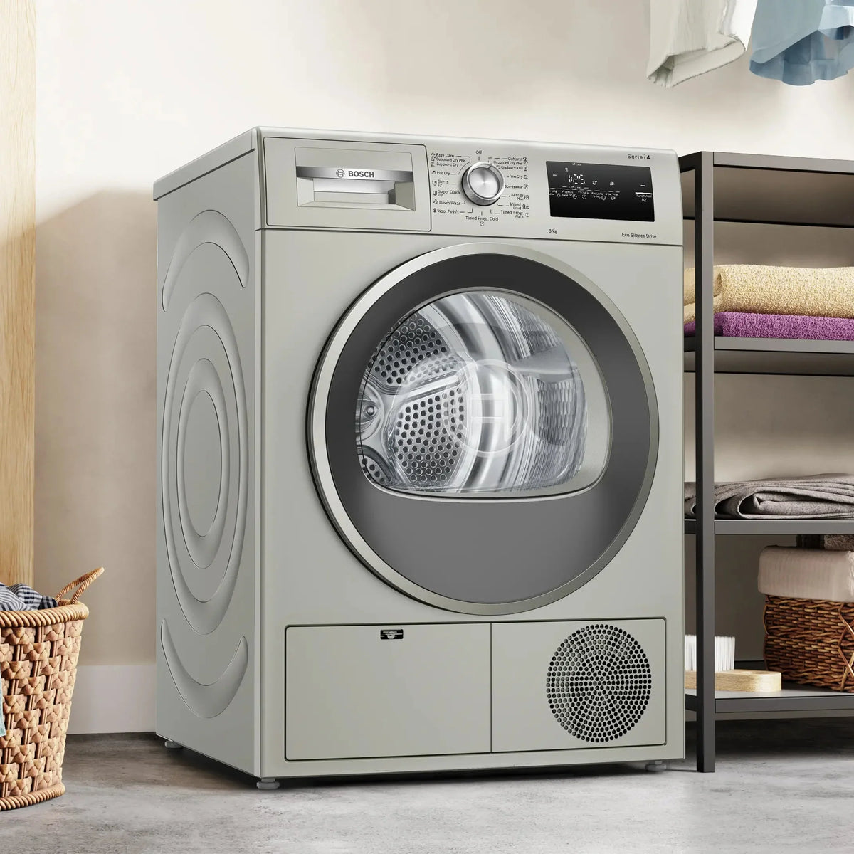Bosch Série 4 Sèche-linge à condensation 8 kg Graphite - Programmes AllergyPlus, Shirts 15', Super Quick 40' - WTN86212ME