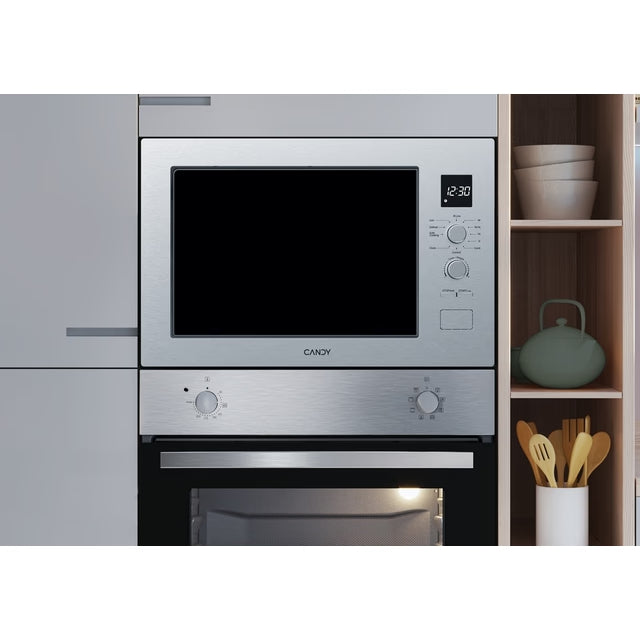 Candy Micro-ondes gril encastrable Wave 600 – 25 L, 850 W micro-ondes / 1200 W gril, inox, commandes électroniques – CA38FL7NWX