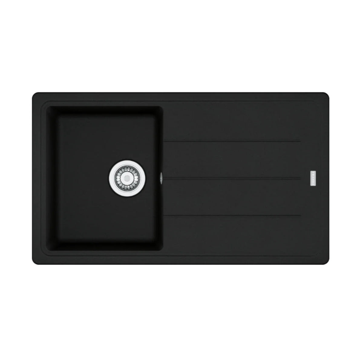 FRANKE Évier Fragranite BFG 611-86 – 1 Bac avec Égouttoir Réversible, Noir Mat