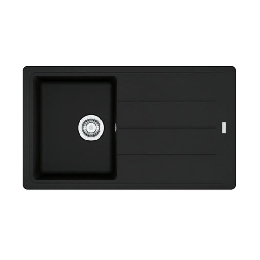 FRANKE Évier Fragranite BFG 611-86 – 1 Bac avec Égouttoir Réversible, Noir Mat