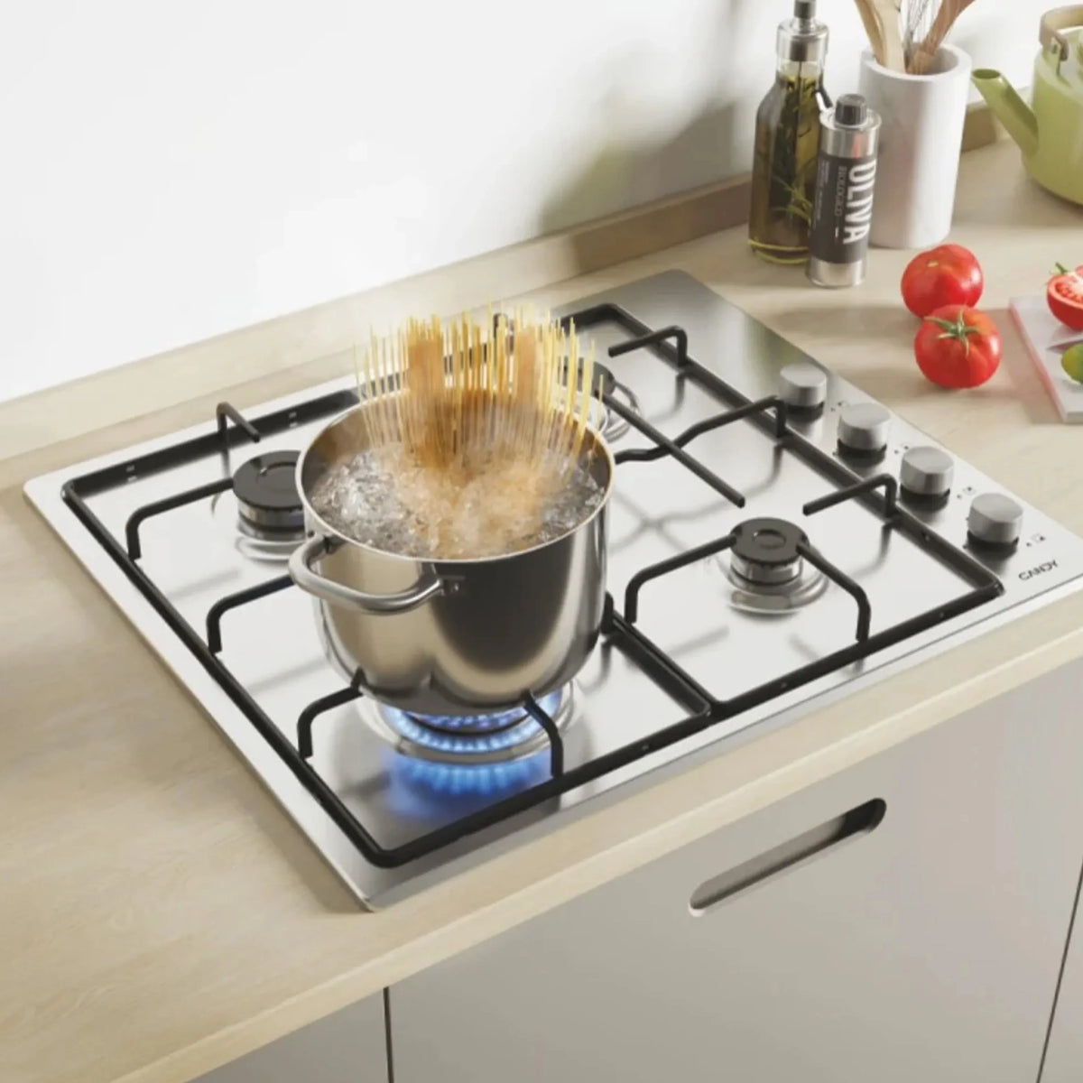 Candy Idea Table de cuisson gaz encastrable 4 zones – Inox 60 cm – CHW60LX