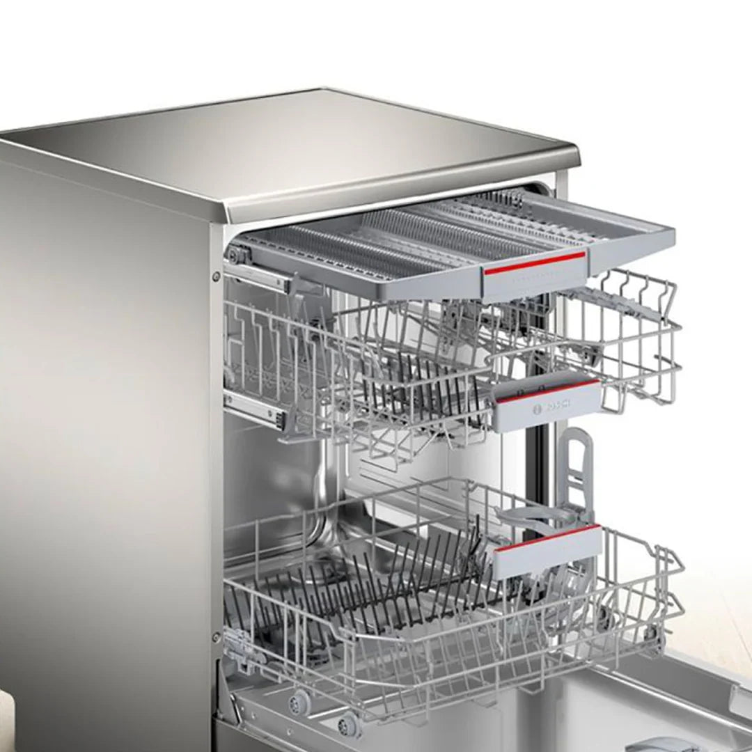 Bosch Lave-vaisselle Pose-Libre 60 cm – Acier Inox Anti-Traces, Home Connect, 13 Couverts – SMS4EMI60V