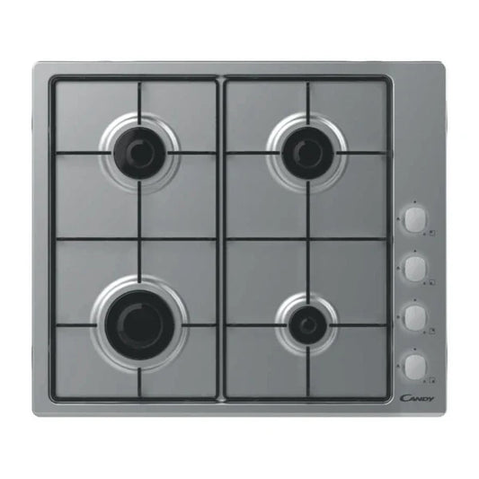 Candy Idea Table de cuisson gaz encastrable 4 zones – Inox 60 cm – CHW60LX