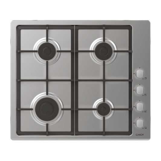 Candy Table de cuisson Gaz – 4 foyers, grilles fonte, commandes latérales – CHG6LX