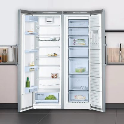 Bosch Réfrigérateur Pose‑Libre Série 4 – 346 L, Inox, LED, VitaFresh, Super Cooling – KSV36VL30U